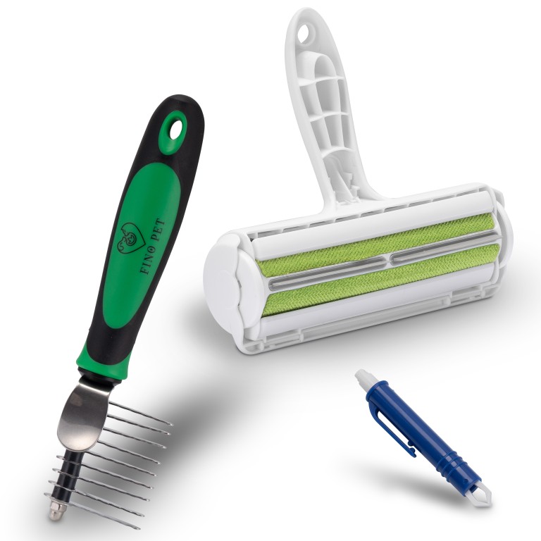 3er Set mit Entfilzungsstriegel
